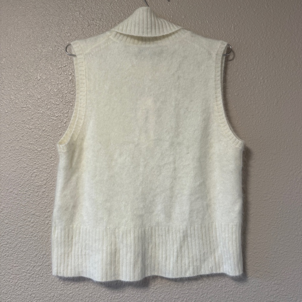 NWT Veronica Beard Mazzy Cashmere Sleeveless Turtleneck Sweater Ivory M/L/XL - Picture 9 of 9